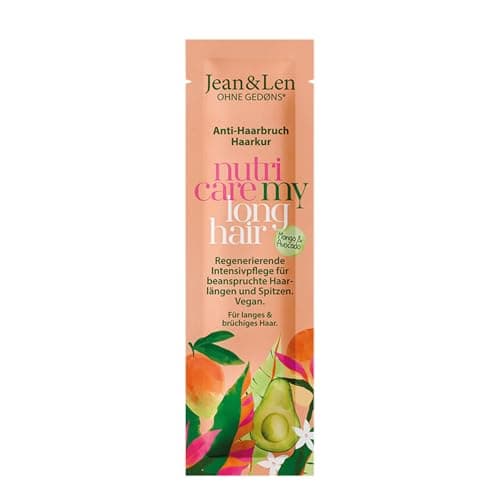 Jean & Len Nutri Care - Long Hair Haarkur Mango & Avocado, reduziert Haarbruch, pflegt langes & stark geschädigtes Haar intensiv, Haarkur ohne Silikone & Parabene, vegan, 20 ml Öko Vegan
