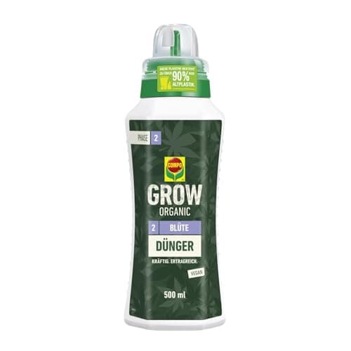 COMPO GROW ORGANIC Blüte Dünger für Spezialkulturen - Dünger für Indoor & Outdoor - Spezialdünger für die Blütephase - organisch - 500ml, braun Bio Vegan