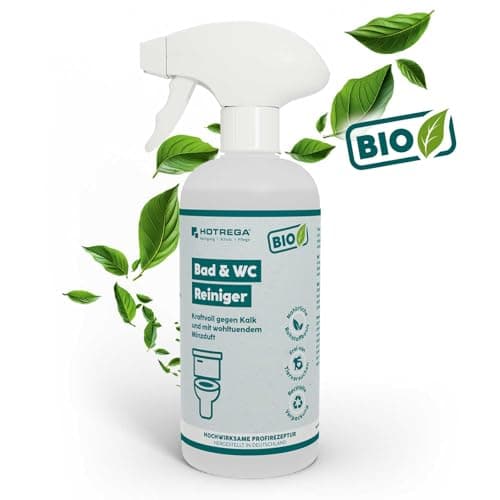 HOTREGA BIO Bad- und WC-Reiniger Sanitärreiniger, Toiletten Reiniger, Kalklöser, Rostentferner, Urinsteinlöser, Bioreiniger 500ml Bio Öko