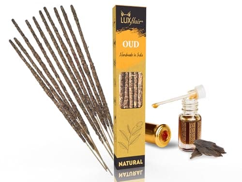 Natürliche Räucherstäbchen Oudh - Natural Oud, Glimmdauer ca. 45min, mit grobgemahlenen Rohstoffen, Vegan & ohne tierische Tests Öko Vegan