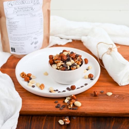 süssundclever.de® Bio Nussmischung | Erythrit-Schoko-Mix | 1,0 kg | mit Erythrit Schokodrops | mit Erdnüssen, Haselnüssen & Walnuss | plastikfrei und ökologisch-nachhaltig abgepackt Bio Öko