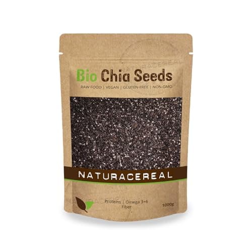 Naturacereal Bio Chia Samen 1kg – reine Qualität aus Paraguay – Vegan, glutenfrei, ballaststoffreich – Reich an Omega-3 & pflanzlichem Protein – Superfood für Smoothie, Müsli & Backen Bio Öko Vegan