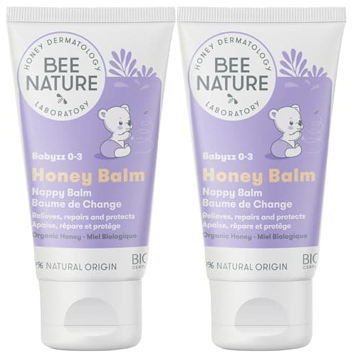 Bee Nature - Baby Windelcreme - Bio-Honig - Lindert Hautausschlag, Ekzeme und Rötungen - Beruhigt und Regeneriert - Windelbalsam - 2 Stück (2 x 50 ml) Bio