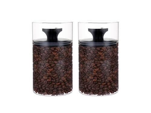 Kitchen&CO. Vorratsgläser mit Vakuumdeckel für insgesamt 1 KG Kaffeebohnen, Luftdichte Aufbewahrung, Kaffeedose aus Glas, BPA-frei, Borosilikatglas, nachhaltige Aufbewahrung (2-er Set) Öko