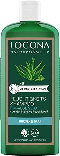 LOGONA Naturkosmetik Feuchtigkeit-Shampoo für natürlich hydratisiertes Haar, Geeignet für trockenes Haar, Feuchtigkeitsspendendes Haarshampoo mit Bio-Aloe Vera, 1 x 250 ml Bio Öko Vegan
