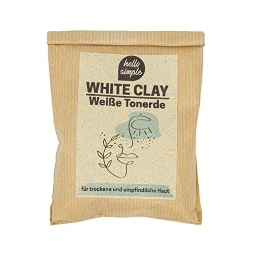 hello simple - Natur Weiße Tonerde für verschiedene Anwendungen - Menge reicht für ca. 20x Gesichtsmaske (Kaolin in Pharma-Qualität aus Deutschland)