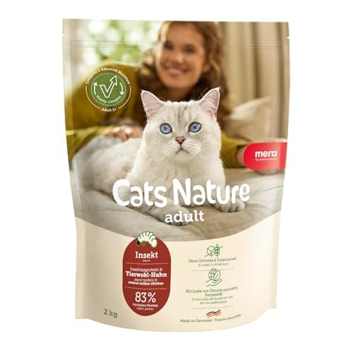 MERA Cats Nature Insekt Premium Katzenfutter Trocken 2kg | Getreidefrei & zuckerfrei | Nachhaltig & mit viel Insektenprotein | Adult Katzen Trockenfutter | Dry Cat Food Bio Öko