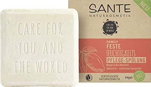 SANTE Naturkosmetik Fester Conditioner für trockenes Haar, Vegane Formel mit Mango und Bio-Aloe Vera, Feste Feuchtigkeits-Pflege-Spülung, 1 x 60 g Bio Öko Vegan