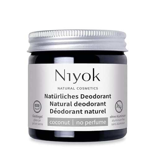 Niyok® 2-in-1 anti-transpirante Deocreme "Kokos ohne Parfum" (40ml) • Natürliches Deo ohne Aluminium • 24h Schutz vor Geruch & Schweiß • Deo Creme sensitiv • Kokosöl Deodorant Öko Vegan