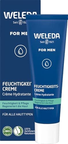 WELEDA Bio FOR MEN Feuchtigkeitscreme – frische Naturkosmetik Männer Gesichtscreme Hautpflege für trockene & empfindliche Haut. Schnell einziehende Herren Gesichtspflege mit Jojobaöl & Sesamöl (30ml) Bio Öko