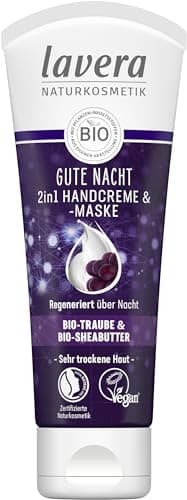 lavera Gute Nacht 2in1 Handcreme & -maske - zertifizierte Naturkosmetik - vegan - Bio Traube & Bio Shea Butter - 75ml Bio Vegan