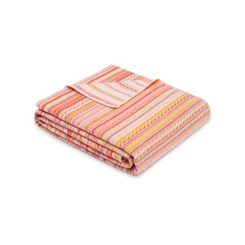 Ibena Decke 140x200 cm - Bio Baumwolldecke, Made in Germany, warm & weich, Kuscheldecke bunt mit feinen Streifen Bio Öko