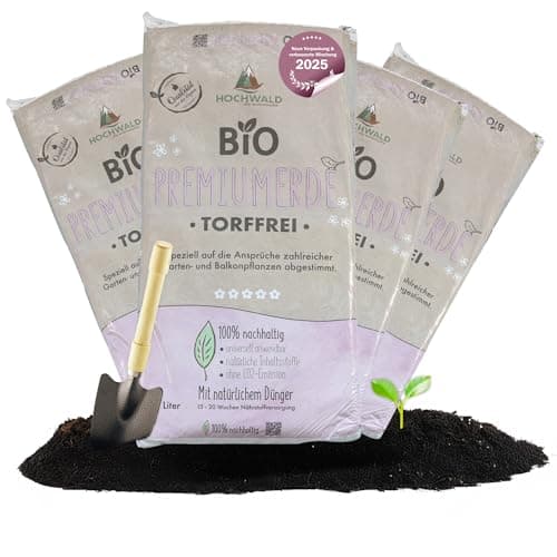 Hochwald - Bio Premium Erde 80 L torffrei mit nachhaltigem Langzeitdünger - Universal Pflanzerde mit Natur Dünger für Garten- & Zimmerpflanzen - Universalerde für Kräuter Gemüse mit Bodenhilfsstoffen Bio Öko Vegan
