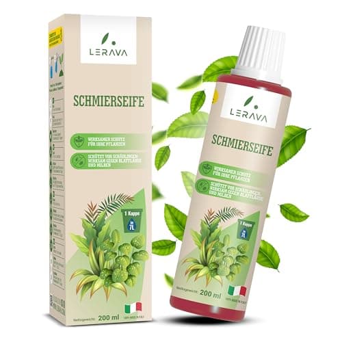 LERAVA® Schmierseife flüssig gegen Blattläuse [BIO] - 200ml - Biologische Schädlingsbekämpfung und Blattglanz - Kaliseife gegen Blattläuse, Schildläuse & Mehltau - 100% Made in Italy Bio