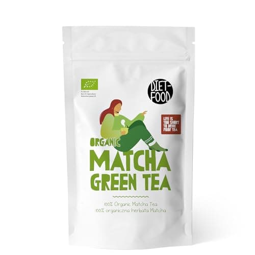 DIET-FOOD - Bio Matcha Pulver - Grüntee - Feines Tee Pulver aus nachhaltigem Anbau - für Latte und Tee - Chinesiches Grünteepulver - 100 g Bio Öko