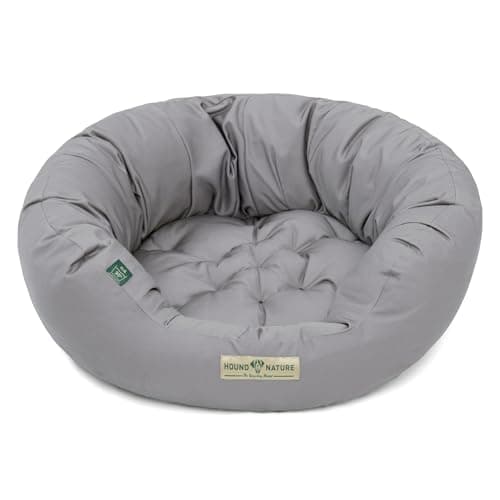HOUND & NATURE Öko Hundebett St. Moritz - rund, kuschelig und waschbar, Donut Hundekorb für kleine Hunde (S - 65x60 cm, Hellgrau) Öko