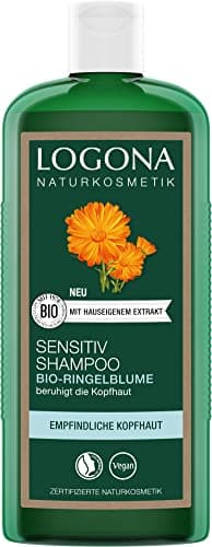 LOGONA Naturkosmetik Sensitiv Shampoo für natürlich gesundes Haar, Geeignet für empfindliche, sensible Kopfhaut, Mildes Haarshampoo mit veganer Formel aus Bio Ringelblume, 1 x 250 ml Bio Öko Vegan