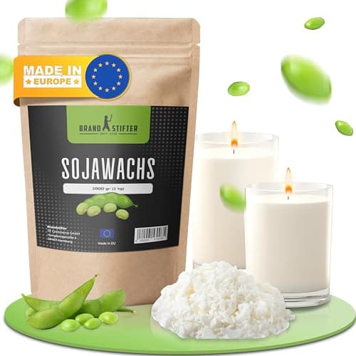 Brand stifter Premium Sojawachs 2 kg zum Kerzen Gießen. Veganes natürliches Kerzenwachs für die Herstellung von Kerzen Wachsgranulat weiß Wachsplättchen Pastillenform Kerzenherstellung Soja wachs 2kg Öko Vegan