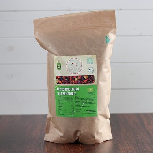 süssundclever.de® Bio Beeren-Mix | Beerenmischung | 1,0 kg | ohne Nüsse | mit Maulbeeren, Cranberries & Gojibeeren | plastikfrei und ökologisch-nachhaltig abgepackt Bio Öko