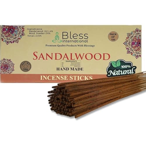 Bless-Sandelholz-Räucherstäbchen, 100% natürlich, handgefertigt, handgetaucht, Bio-Chemikalien, frei zur Reinigung, Positivität, Yoga, Meditation, Der Beste Holzduft (100% 0 Stäbchen (150 g/m) Bio