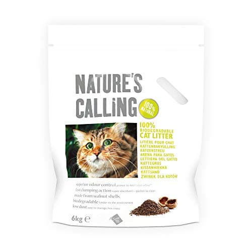 NATURE'S CALLING 100% natürliches Katzenstreu 12kg - schnell klumpend, biologisch abbaubar und spülbar mit fortschrittlicher Geruchskontrolle für Katzen und Kätzchen - Packung mit 2 x 6 kg Packungen Bio Öko