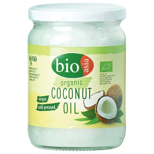 BIOASIA Bio Kokosöl, kaltgepresst, naturbelassen ohne Zusatzstoffe, veganes Fett zum Kochen, Braten & Backen, auch als Naturkosmetik verwendbar, 100 % Bio, 500 ml Bio Vegan