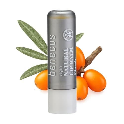 Benecos Natural Lip Balm classic - duftneutraler Lippenbalsam mit Bio-Sanddornöl - feuchtigkeitsspendender Pflegestift mit Bio-Sheabutter & Jojoba - vegan & palmölfrei - Bio - Öko - Vegan