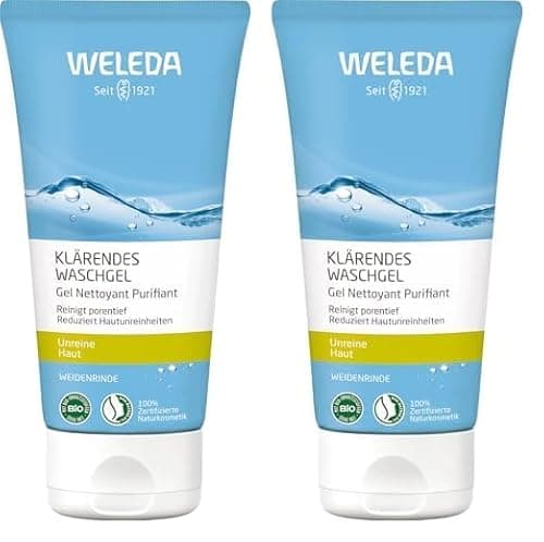 WELEDA Bio Klärendes Waschgel - porentiefe Naturkosmetik Anti Pickel Gesichtsreinigung für unreine Haut. Gesichtspflege bekämpft Pickel/Mitesser & reduziert überschüssigen Talg (vegan, 100ml) Bio Vegan