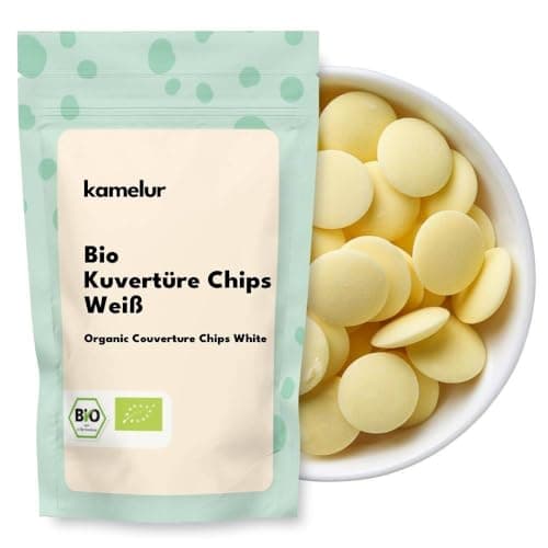 Kamelur 1kg Bio Kuvertüre Weiße Chips - weiße BIO Couvertürechips zart schmelzend optimal als Grundlage für Schokolade oder Pralinen - Bio