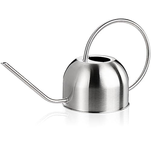 Bekith 1,5 Liter Edelstahl Gießkanne Metall Gießkanne Langer Ausguss für Pflanzen Büro Garten, Silber