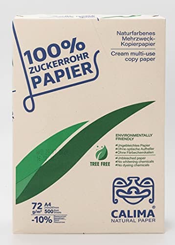 CALIMA NATURAL PAPER Kopierpapier, baumfrei, TreeFree, ungebleicht, Upcycling aus 100% Zuckerrohr, nachhaltig, DIN A4 72g/m², 500 Blatt, Recycling, naturfarben 4260581981013 Beige Öko