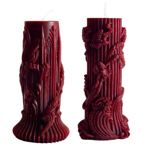 Handgemachte Kerzen aus natürlichem Bienenwachs | Besondere Kerzen Deko | Nachhaltige Kerze für Zuhause & Geschenkideen | Kerzenwachs Natur | Set mit 2 Stück Rot Öko
