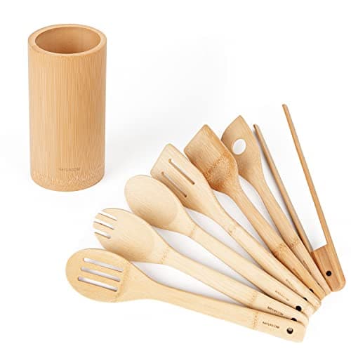 Naturoom Küchenutensilien-Set, 30,5 cm, Bambus-Kochlöffel und Spatel, perfekt für antihaftbeschichtetes Kochgeschirr, Bambus, 30,5 cm, 8 Stück Bio Öko