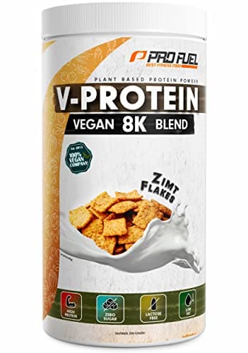 Vegan Protein – Zimt-Flakes - V-Protein 8K Blend - unglaublich lecker & cremig - mit Protein aus Sonnenblume, Reis, Erbse, Hanf, Kürbis uvm. - pflanzliches Proteinpulver mit 79% Eiweiß Öko Vegan