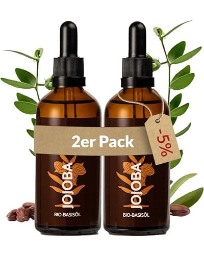 Heldengrün® BIO Jojobaöl [GOLD ESSENCE] Zertifizierte Naturkosmetik für Gesicht, Haare & Nägel - 100% reines Gesichtsöl - Jojobaöl Haare - Jojoba Oil - 2 x 100 ml Bio Öko