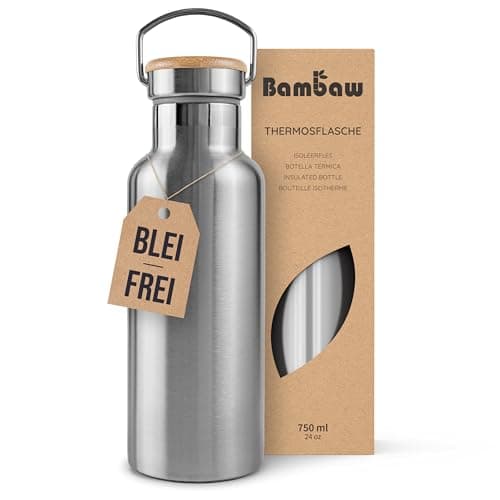 Bambaw Edelstahl Trinkflasche 750 ml | Isolierte Thermosflasche für Sport, Büro, Schule, Outdoor | Auslaufsicher & ohne Plastik | Langlebige Wasserflasche für heiße & kalte Getränke | Metall Flasche Öko