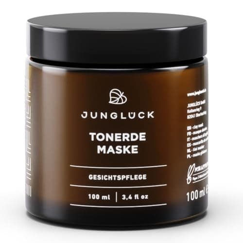 JUNGLÜCK Tonerde Maske - Vegan | Natürliche Gesichtsmaske zur Reinigung und Pflege bei unreiner Haut | Befreit von Hautschüppchen | Gesichtsreinigung mit BIO Weidenrinden-Extrakt Bio Öko Vegan