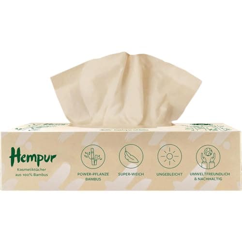 Hempur Kosmetiktücher - aus Bambus - 3-lagig - super-weich, nachhaltig, ungebleicht, ohne Chemikalien & Pestizide - 70 Tücher Öko