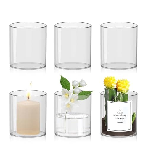 6 Stück Glasvase 10 × 8.5cm, Vase Glas für Tischdeko, Multifunktionale Vasen Klein Tischdeko, Glasvasen für Tischdeko, Frische Blumen, Kerzen und Aromatherapie
