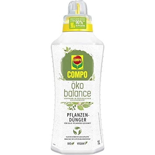 COMPO öko balance Pflanzdünger, Für alle Pflanzen geeignet, Auch ideal als Tomatendünger, Bio-Dünger, Vegan, 1 Liter Bio Öko Vegan