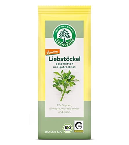 Lebensbaum Liebstöckel geschnitten, Bio-Gewürz mit würzigem Geschmack, Maggi-Kraut für Suppen, Marinaden, Fleisch- und Fisch-Gerichte, vegan, 15g Bio Öko Vegan