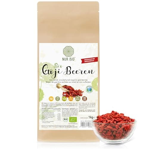 NUR BIO® Goji Beeren BIO 2 x 1 kg - ungeschwefelt, naturbelassen, sonnengetrocknet, höchste Rohkostqualität, Bio zertifiziert Bio Öko