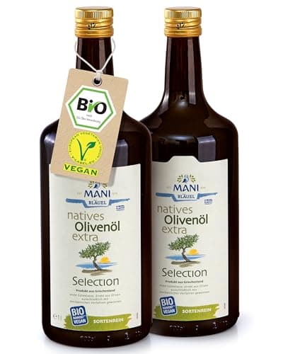 MANI Bio Olivenöl Nativ Extra 2 x 1L – Kaltextrahiertes Premium Olivenöl aus Griechenland (Kreta) – 100% naturbelassen – Extra Virgin Olive Oil, vegan & nachhaltig, reich an Polyphenolen Bio Öko Vegan
