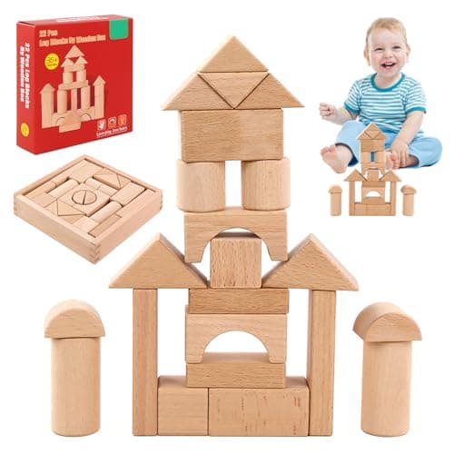 SUPRROW Holzspielzeug,Bastelklötzchen Holz,bauklötze Baby,Holzbausteine Set zum Lernspielzeug,bausteine Holz für Kinder ab 2 3 4 5 6 Jahr