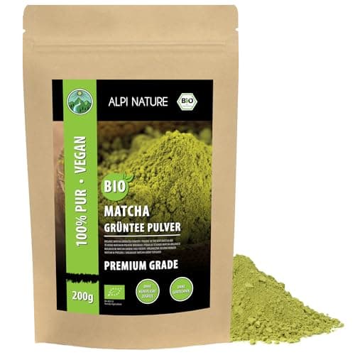 Alpi Nature Matcha Pulver BIO 200g, Grüner Tee Premium Grade, bio Matcha Tee, natürlich koffeinhaltig Bio Öko Vegan