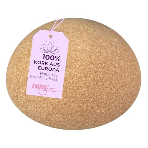 EMMAfit Kork Halbkugel I Balance Ball für Yoga 28 x 10 cm I hochwertige Fitness Halbkugel aus Kork für Balance Training I nachhaltige Balance-Halbkugel für Gleichgewichts- & Fitnesstraining Öko