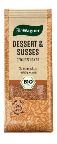 BioWagner - Bio Dessert & Süßes Gewürzzucker | süße Note für allerlei Desserts oder Porridge | naturbelassene Bio-Zutaten | recyclebare Verpackung | 80 g Bio Öko