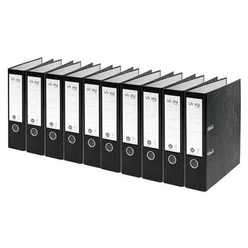 VON Leitz Ordner A4, 10er Pack, 100 % Recyclingpapier, 80 mm Rückenbreite, Für 600 Blatt, Blauer Engel & FSC-zertifiziert, Für Schule, Studium & Zuhause, Schwarz, 10530095 Öko