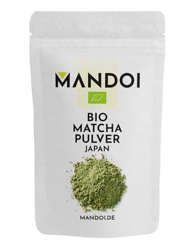 Mandoi BIO Matcha Pulver Japan, 100g. Feines Matchapulver aus nachhaltigem Anbau. Grüner Tee (green tea) für Matcha Latte Bio Öko