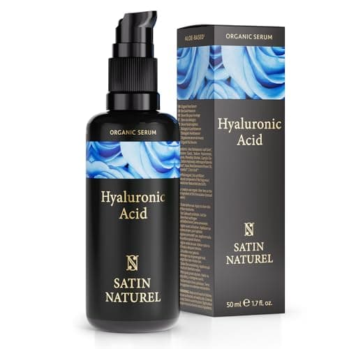 Satin Naturel Hyaluron Serum hochdosiert 50ml - Hyaluronsäure Serum Gesicht - Vegan - Gesichtspflege Männer und Frauen - Anti Aging Hyaluronic Acid Gesichtsserum mit Bio Aloe Vera - Made in Germany Bio Vegan